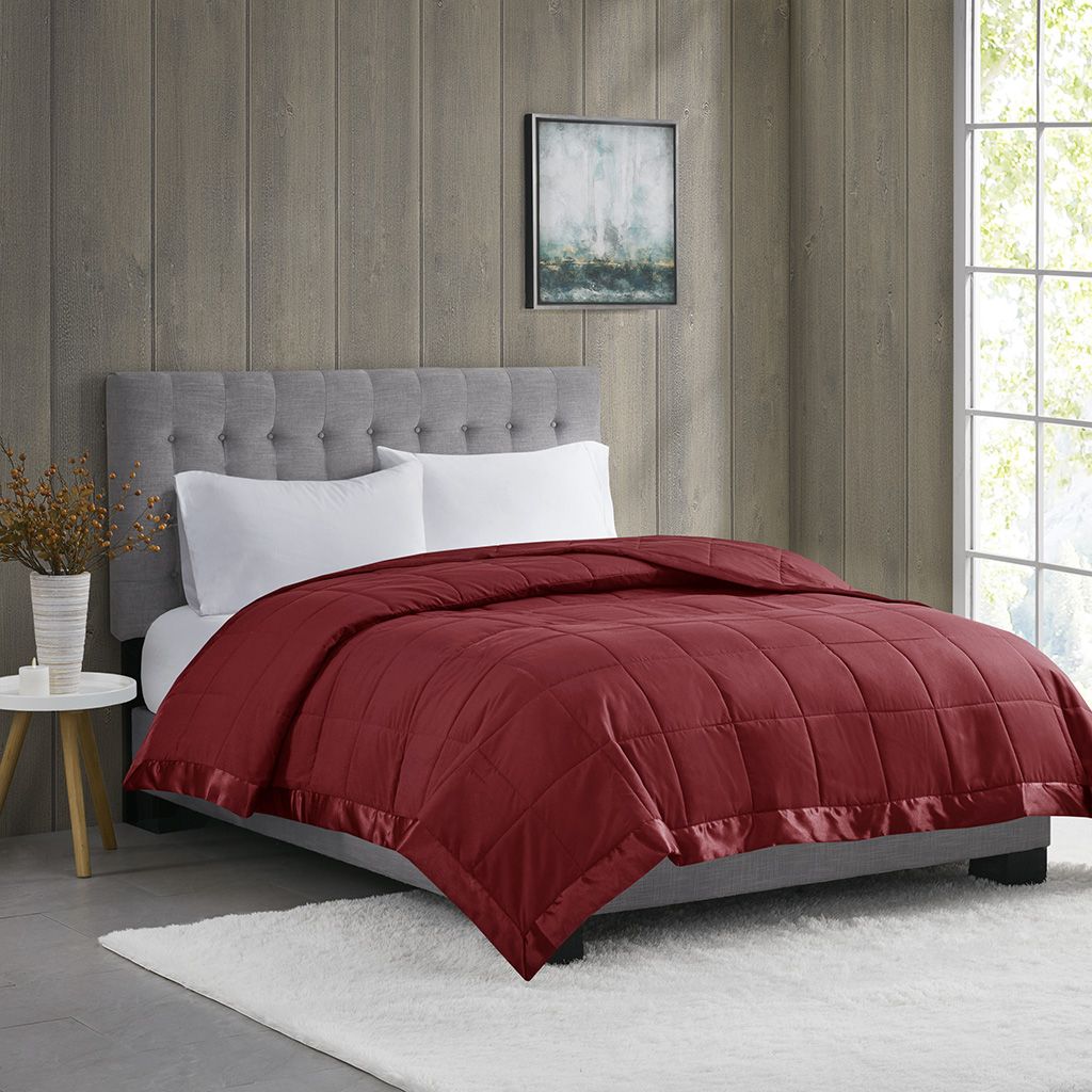 Lightweight Down Alternative Blanket with Satin Trim