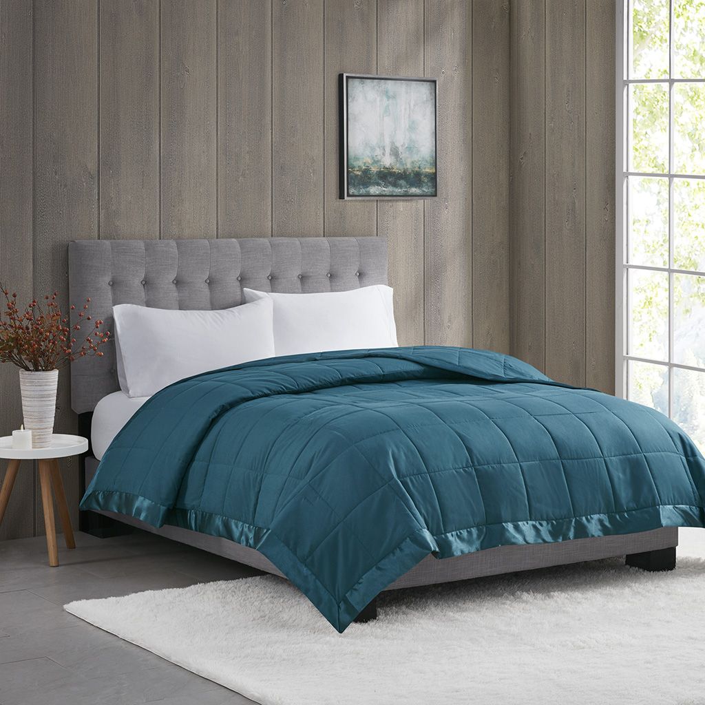 Lightweight Down Alternative Blanket with Satin Trim