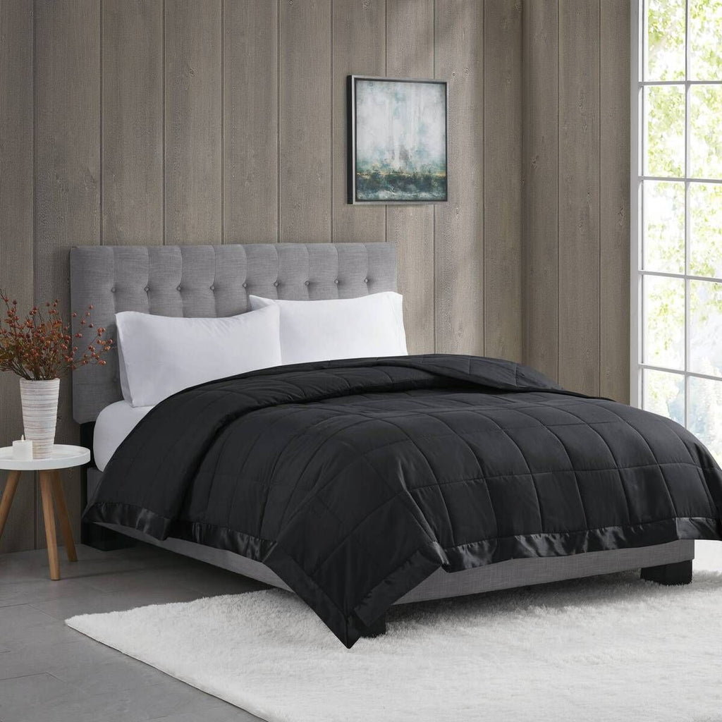Lightweight Down Alternative Blanket with Satin Trim