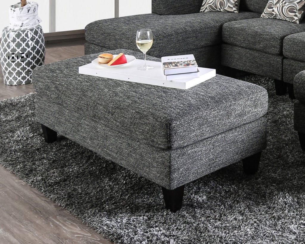 Living Room 1pc Ottoman Transitional Style Chenille Fabric Gray Color Tappered Feet Couch Ottoman