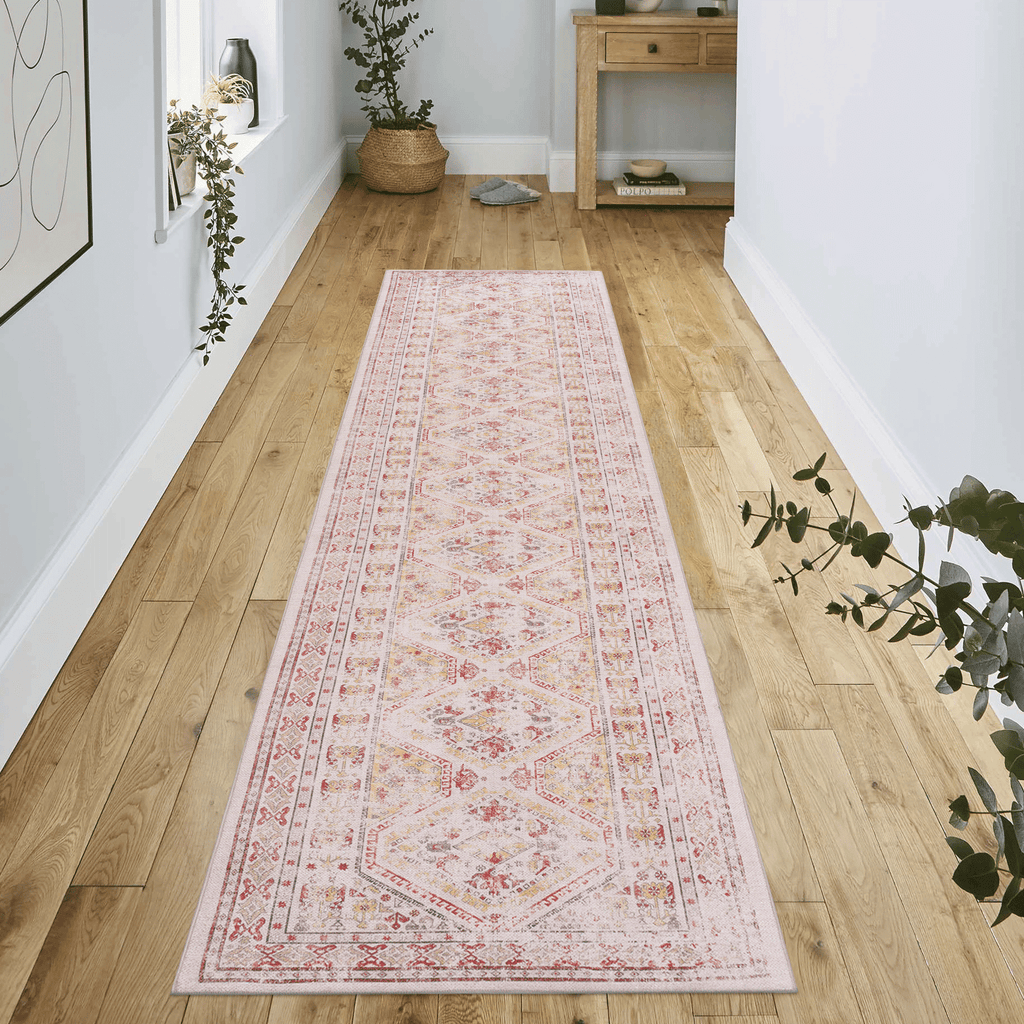 LOOM & LUXE 2'6''x10' Beige Runner, Washable Rug, Low-Pile, Non-Slip, Non-Shedding, Foldable, Kid & Pet Friendly - Area Rugs for living room, bedroom, kitchen, dining room rug - (Beige, 2'6''x10')