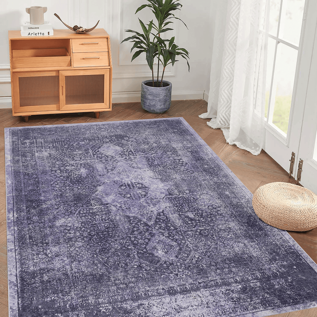 LOOM & LUXE 5x8 Area Rugs for Bedroom, Washable Rug, Low-Pile, Non-Slip, Non-Shedding, Foldable, Kid & Pet Friendly - Area Rugs for living room, bedroom, kitchen (Anthracite, 5' x 8')