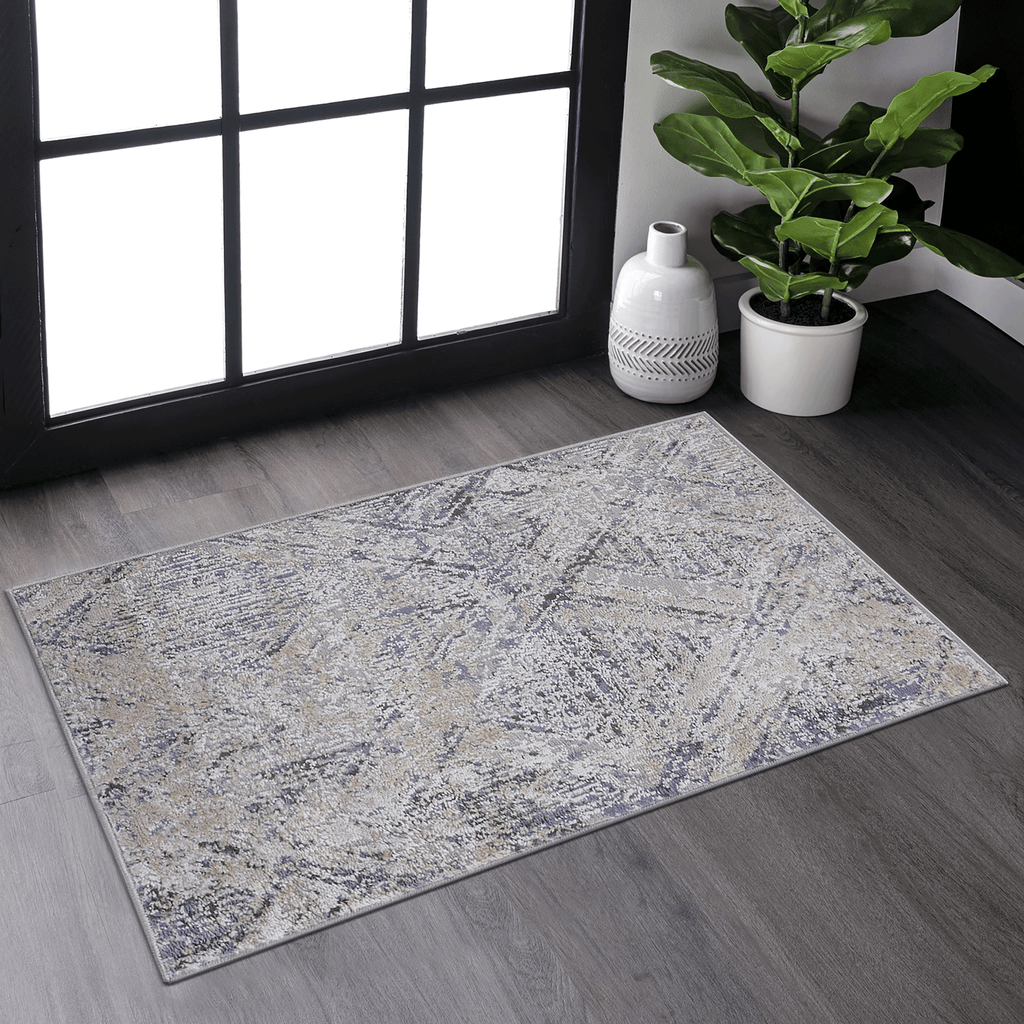 LOOM & LUXE Collection 2X3 Blue/Grey /Geometric Non-Shedding Living Room Bedroom Dining Home Office Stylish and Stain Resistant Area Rug
