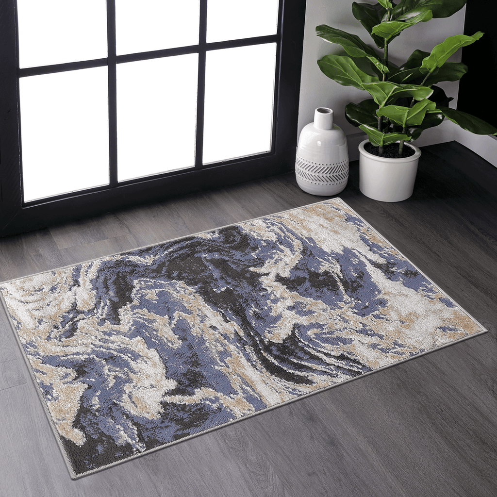 LOOM & LUXE Collection 2X3 L.Blue /Abstract Non-Shedding Living Room Bedroom Dining Home Office Stylish and Stain Resistant Area Rug