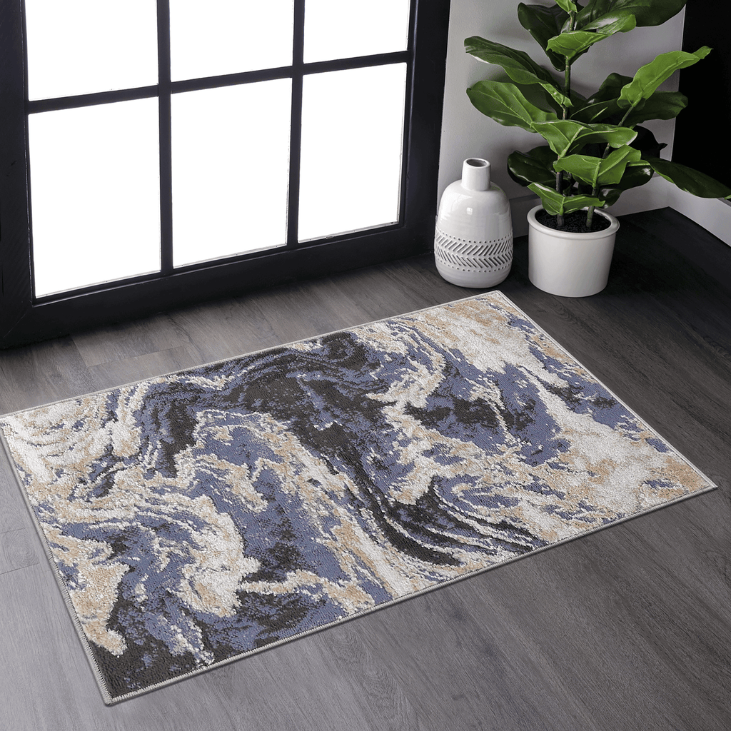LOOM & LUXE Collection 2X3 L.Blue /Abstract Non-Shedding Living Room Bedroom Dining Home Office Stylish and Stain Resistant Area Rug