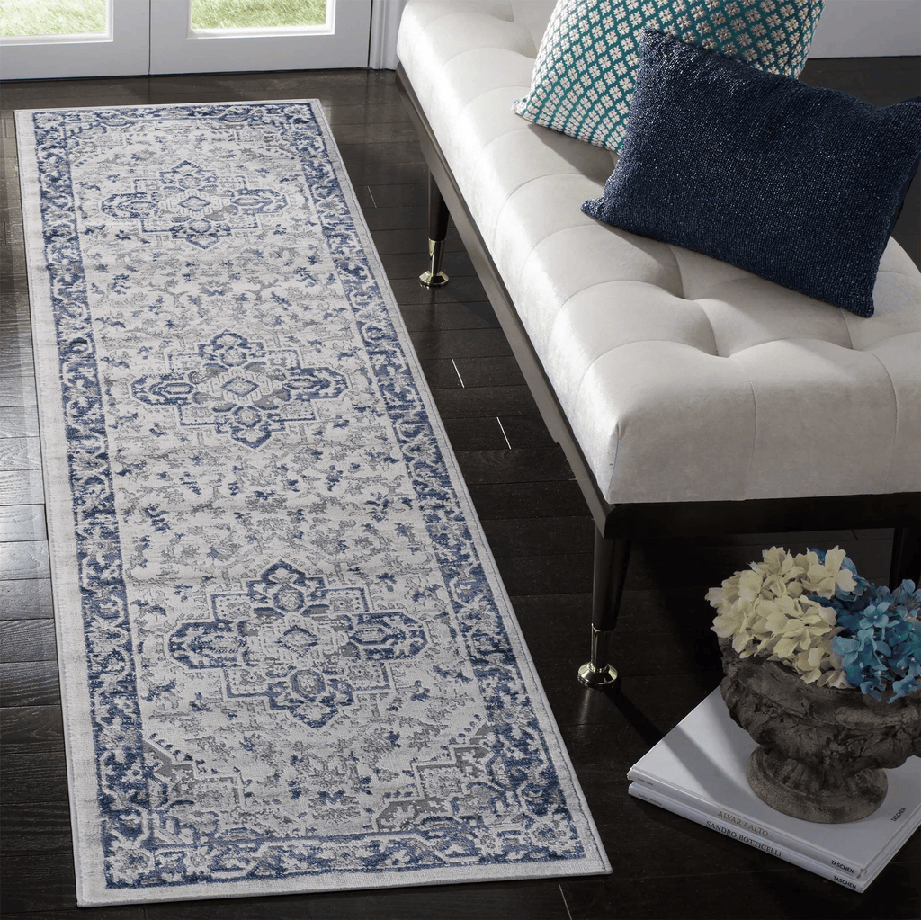LOOM & LUXE Collection 2X8 Blue/Grey/Oriental Non-Shedding Living Room Bedroom Dining Home Office Stylish and Stain Resistant Area Rug