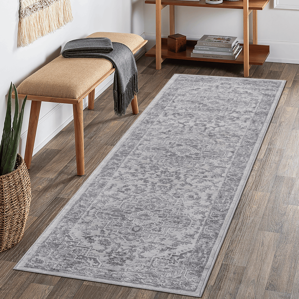 LOOM & LUXE Collection 2X8 Silver/Oriental Non-Shedding Living Room Bedroom Dining Home Office Stylish and Stain Resistant Area Rug