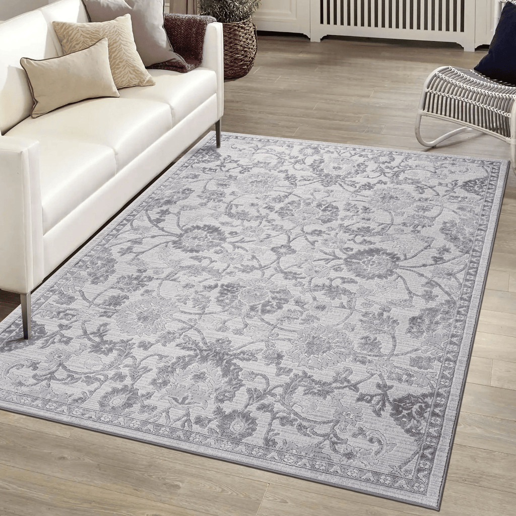 LOOM & LUXE Collection 5X7 Grey/Silver/Oriental Non-Shedding Living Room Bedroom Dining Home Office Stylish and Stain Resistant Area Rug