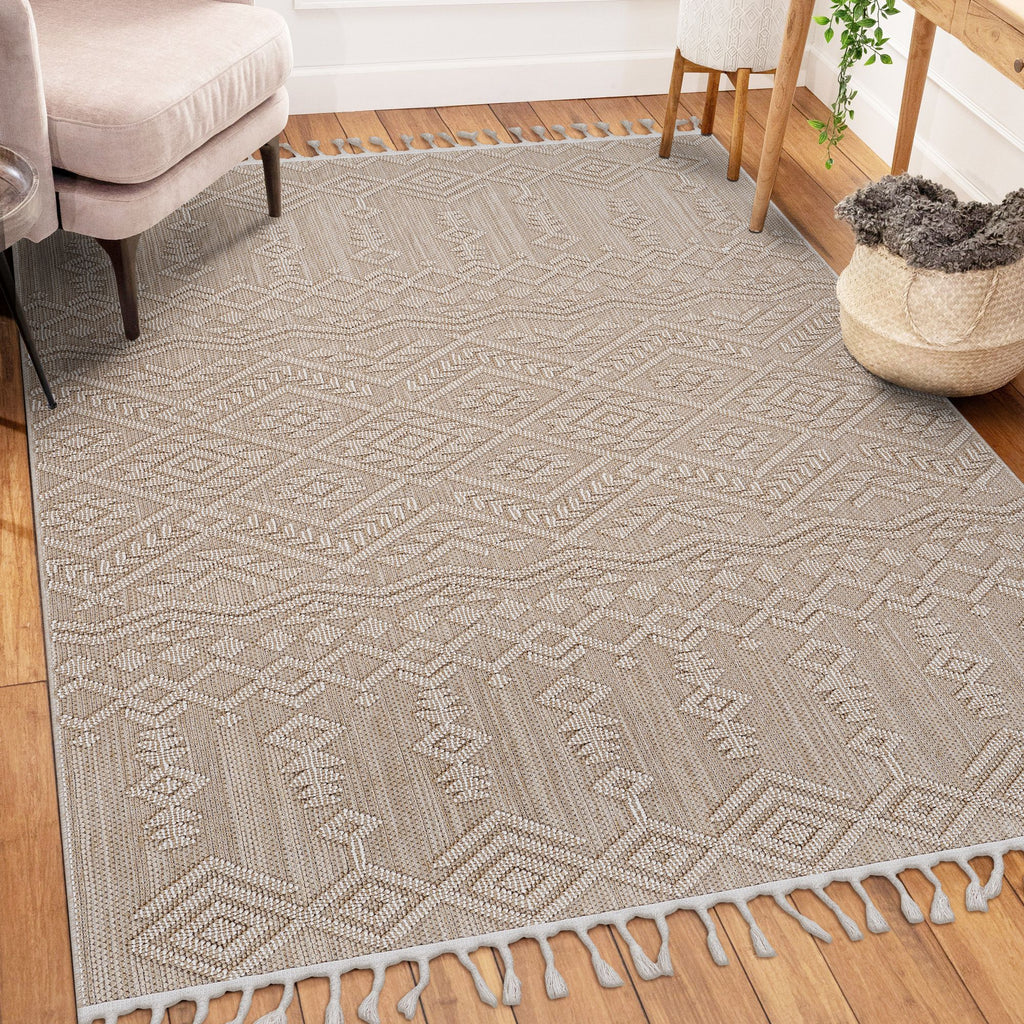 LOOM & LUXE Collection 5X7 Natural /Traditional Indoor/Outdoor Area Rug
