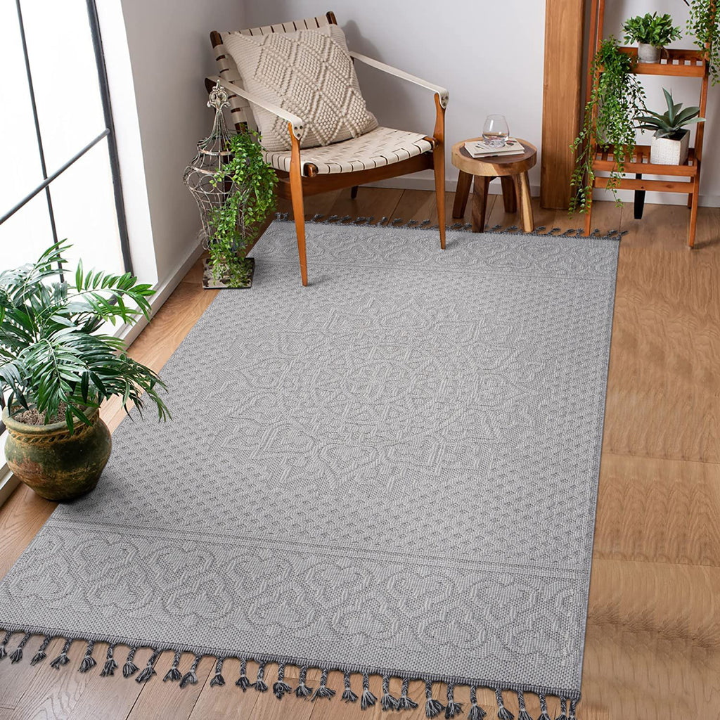 LOOM & LUXE Collection 5X7 White/Ivory /Medallion Indoor/Outdoor Area Rug