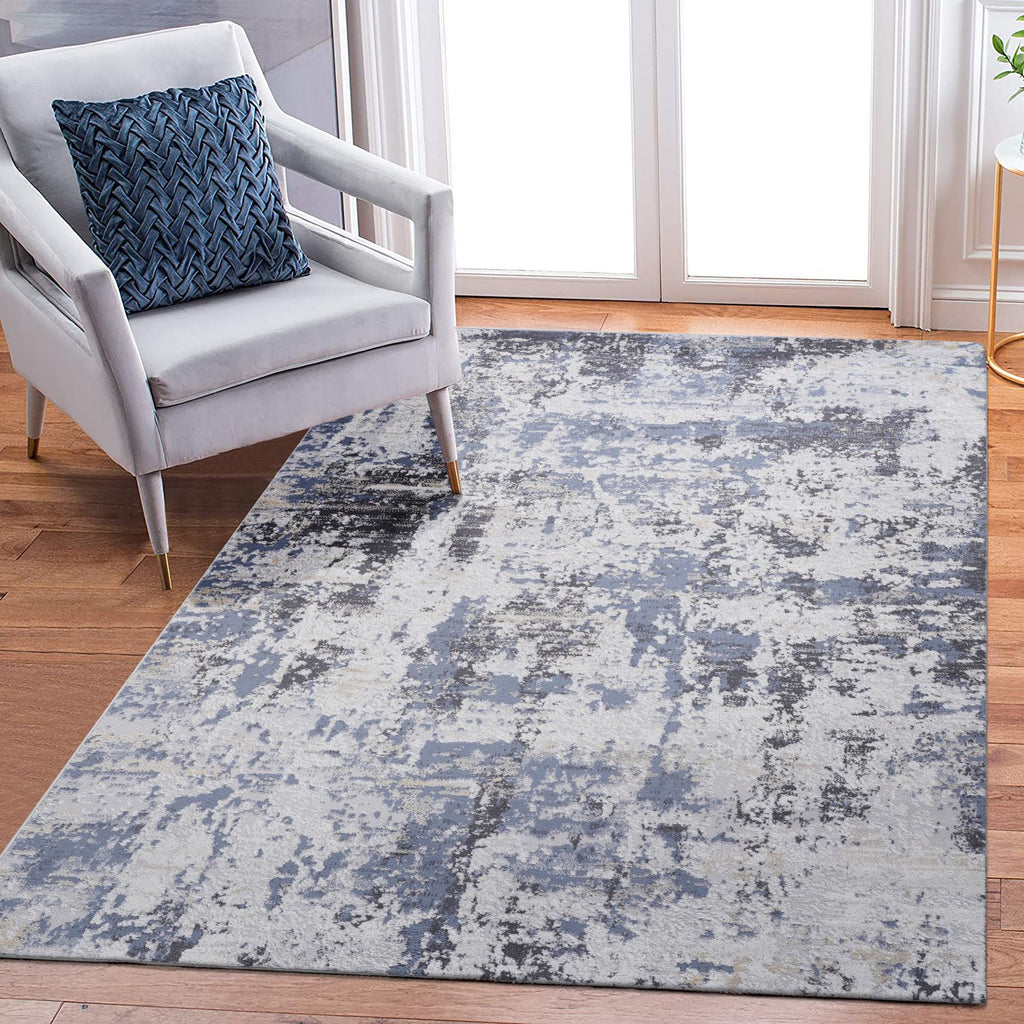 LOOM & LUXE Collection 6X9 Grey/Denim /Abstract Non-Shedding Living Room Bedroom Dining Home Office Stylish and Stain Resistant Area Rug