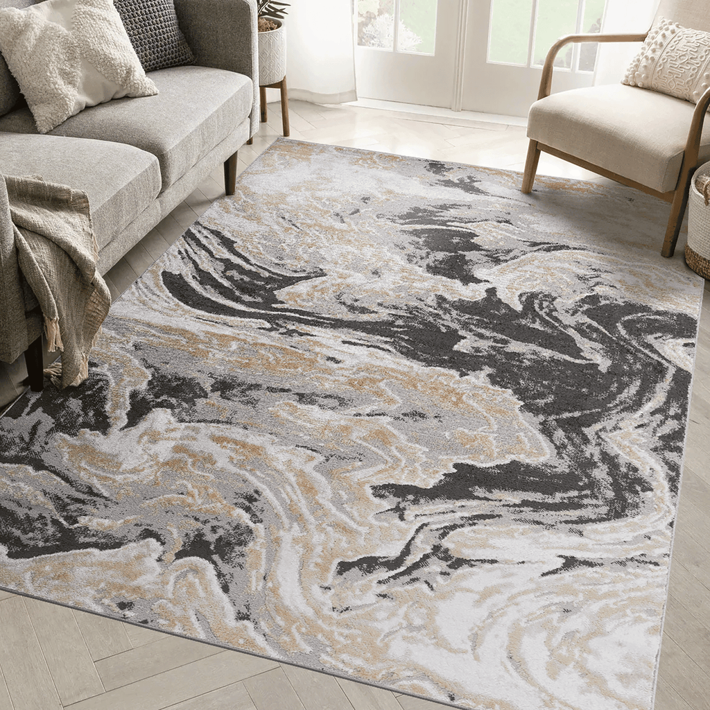 LOOM & LUXE Collection 8X10 Grey /Abstract Non-Shedding Living Room Bedroom Dining Home Office Stylish and Stain Resistant Area Rug