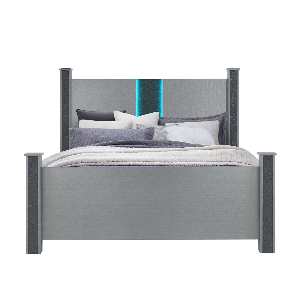 LORENZO SILVER KING BED WITH SPEAKERS