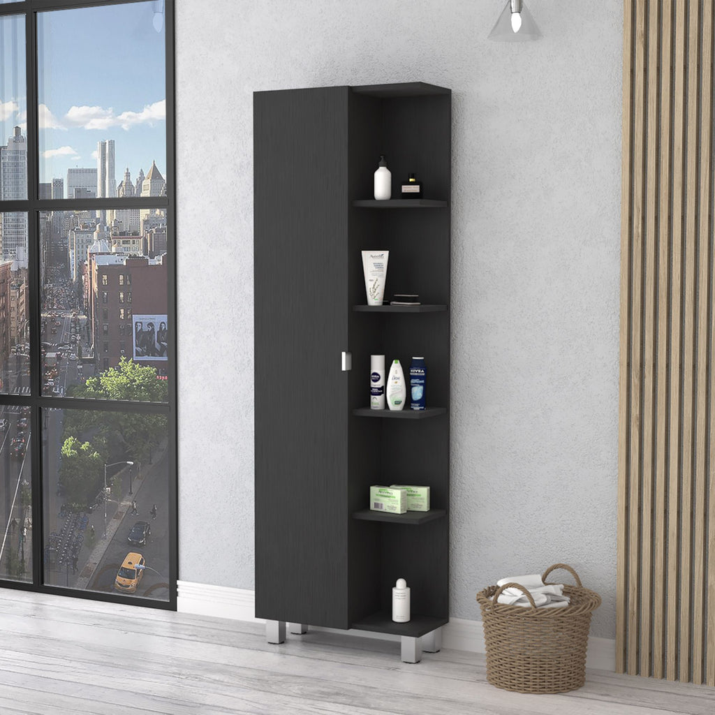 Los Angeles Linen Cabinet, Five Shelves, One Cabinet, Divisions