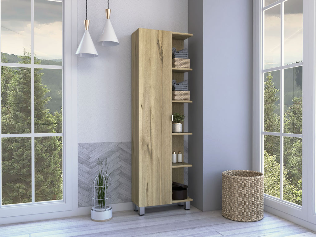 Los Angeles Linen Cabinet, Five Shelves, One Cabinet, Divisions