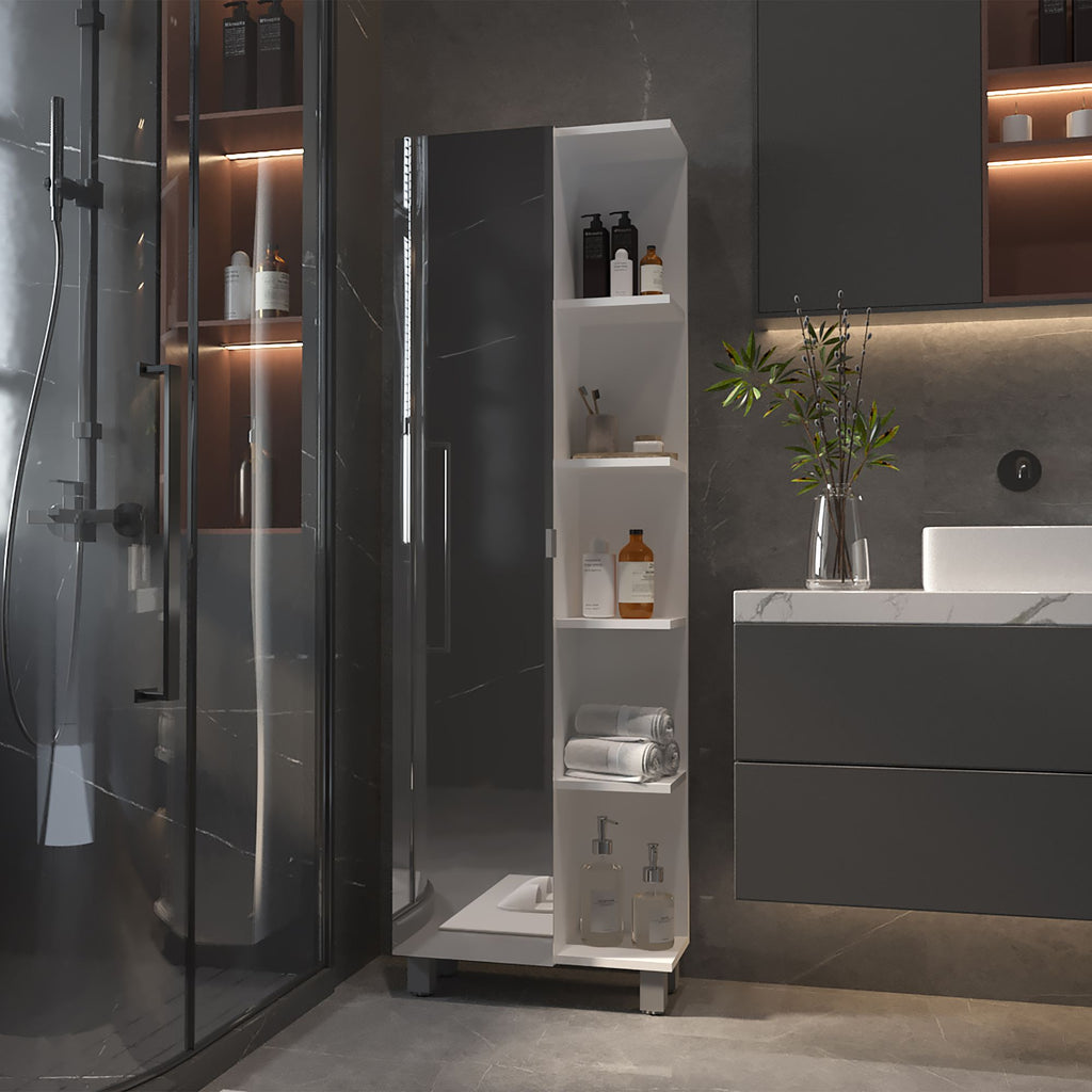 Los Angeles Linen Cabinet, Mirror, Five Shelves