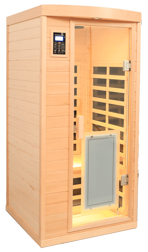 Low EMF Front door with heating panel One people Hemlock Far-infrared Indoor sauna room