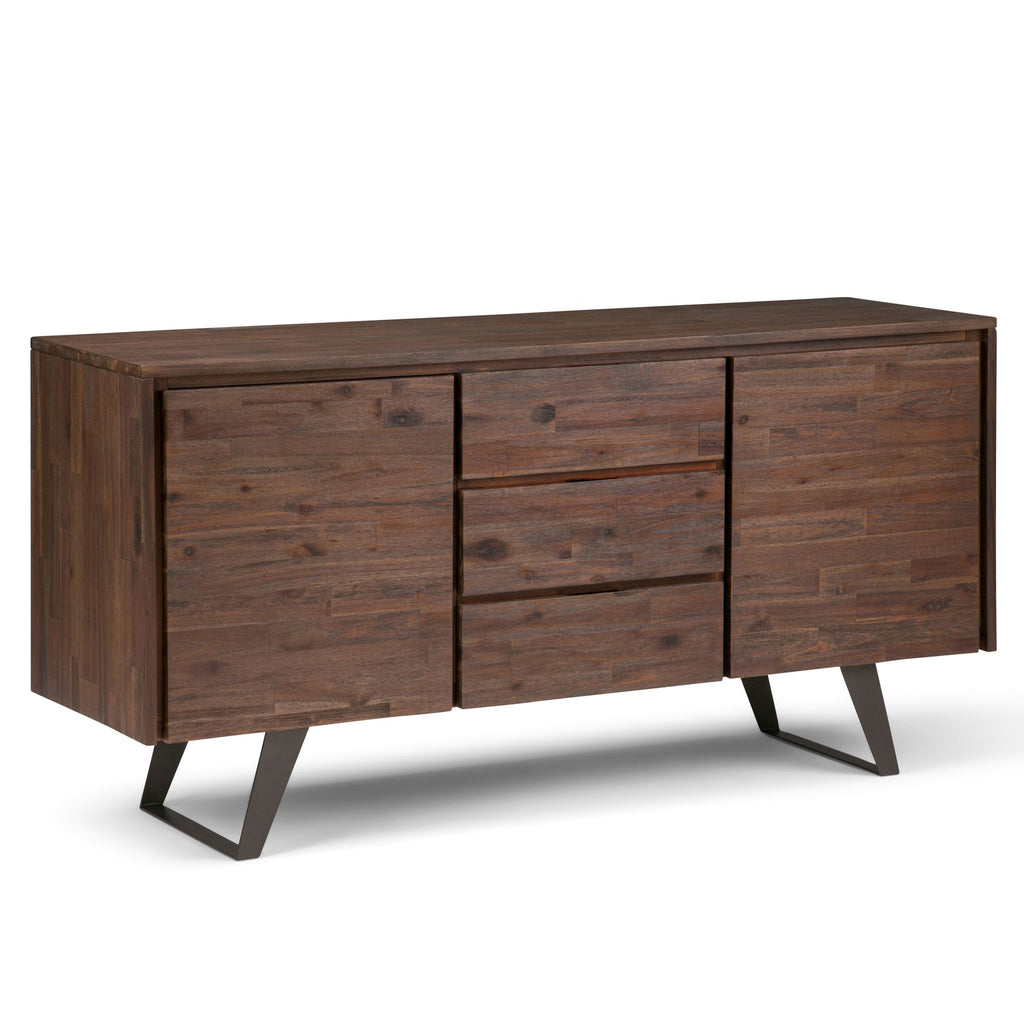 Lowry 60 inch Wide Solid Acacia Wood Sideboard Buffet in Distressed Charcoal Brown