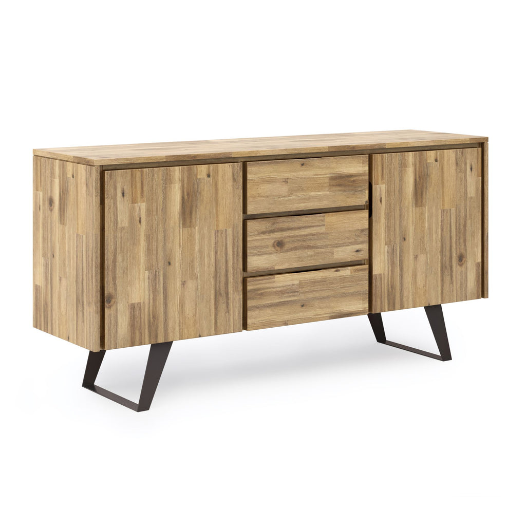 Lowry 60 inch Wide Solid Acacia Wood Sideboard Buffet in Distressed Golden Wheat
