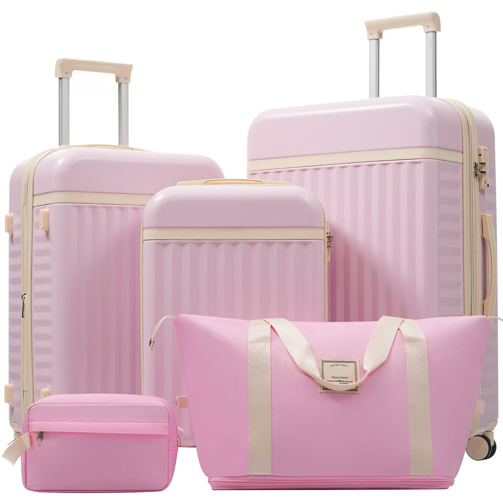 Luggage Set 5 Piece, Hardside Carry on Suitcase , Expandable Luggage with Travel Bags Spinner Wheels TSA Lock