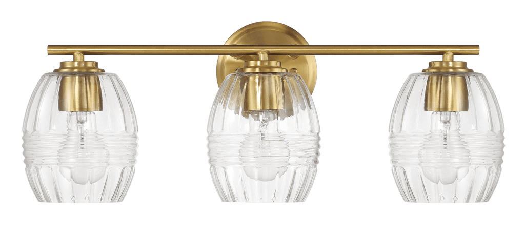 Luster Three Lights Vanity With Clear Glass for Bathrooms above Mirror Wall Lamp - Satin Brass