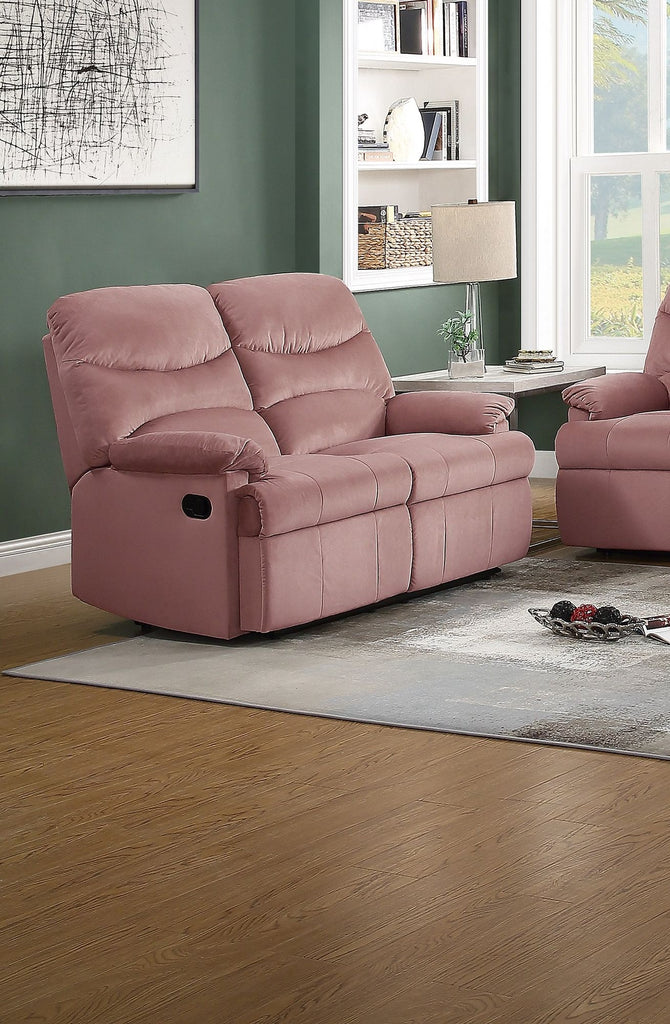 Luxurious Velvet Blush Pink Color 2-Seater Manual Recliner Loveseat Couch Manual Motion Plush Armrest Living Room Furniture 1pc Loveseat Couch