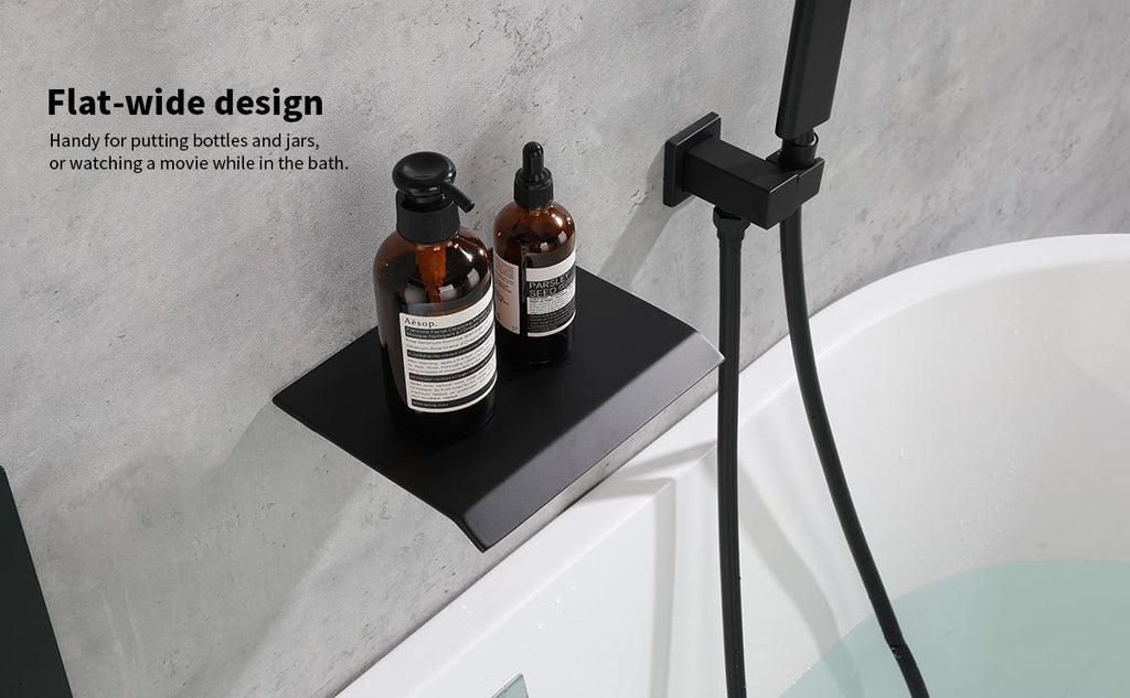 Male NPT Tub Faucet with Hand Shower, Matte Black Waterfall Bathtub Shower Faucet Set, Wall Mount Tub Shower System with Solid Brass Rough-in Valve Shower Trim Kit
