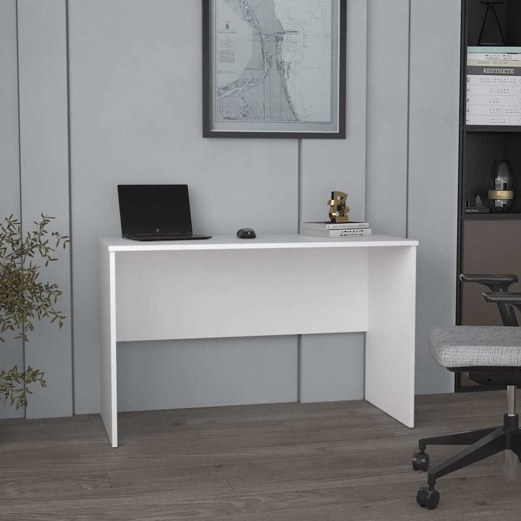 Malibu 47" Wide Study Desk White Modern Simple Computer & Laptop Table Dining Table for Bedroom, Living Room, Home and Office, Kitchen White