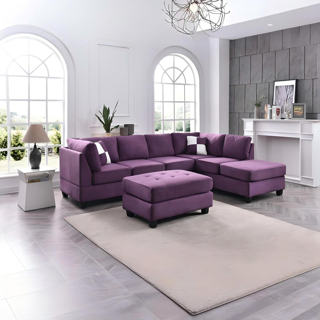 Malone G637B-SC Sectional ( Without Ottoman) , PURPLE