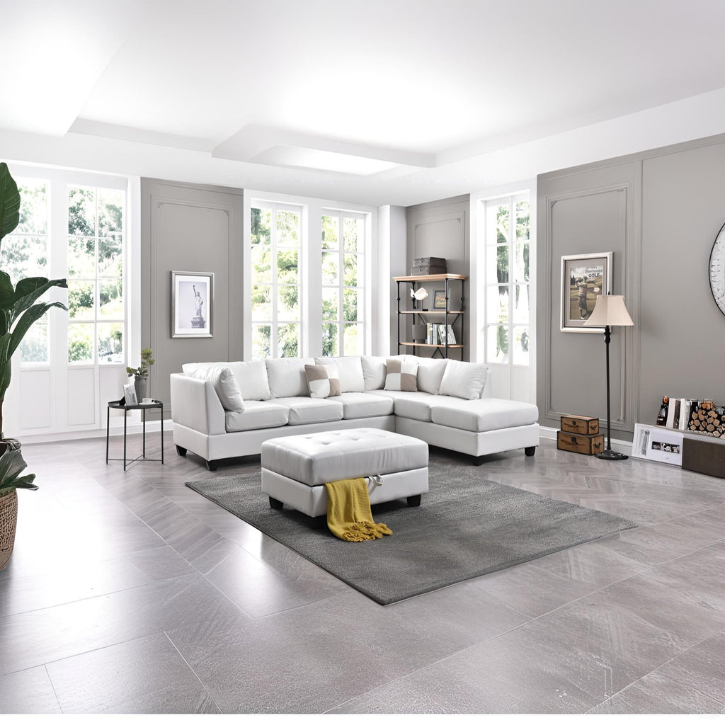 Malone G647B-SC Sectional (Without Ottoman), WHITE