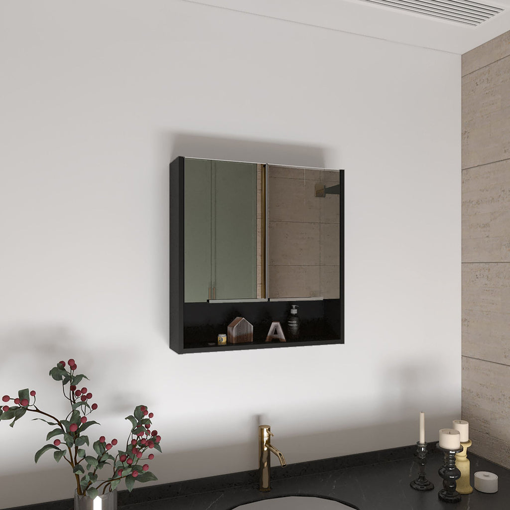 Manchester Rectangle Medicine Cabinet with Mirror Black Wengue