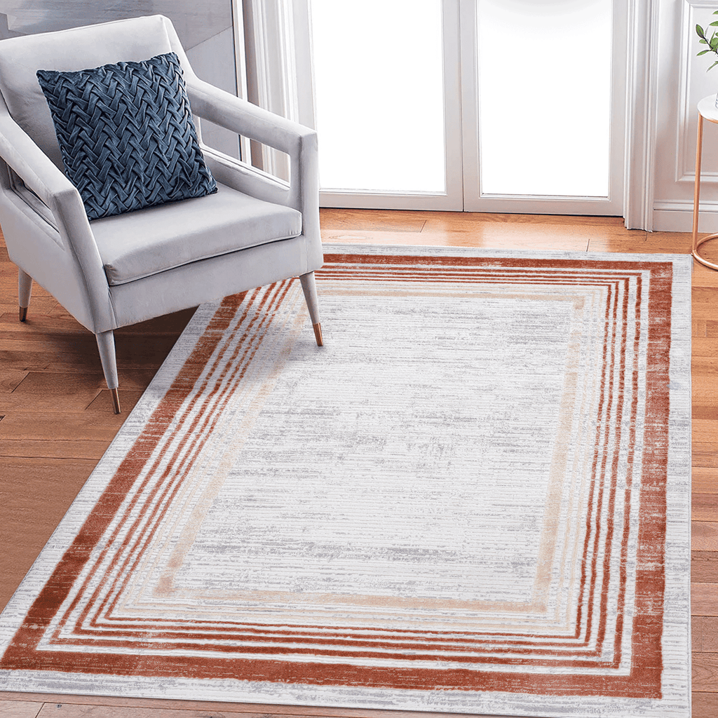 MARFI Collection 8X10 Brown / Ivory / Bordered Area Rug