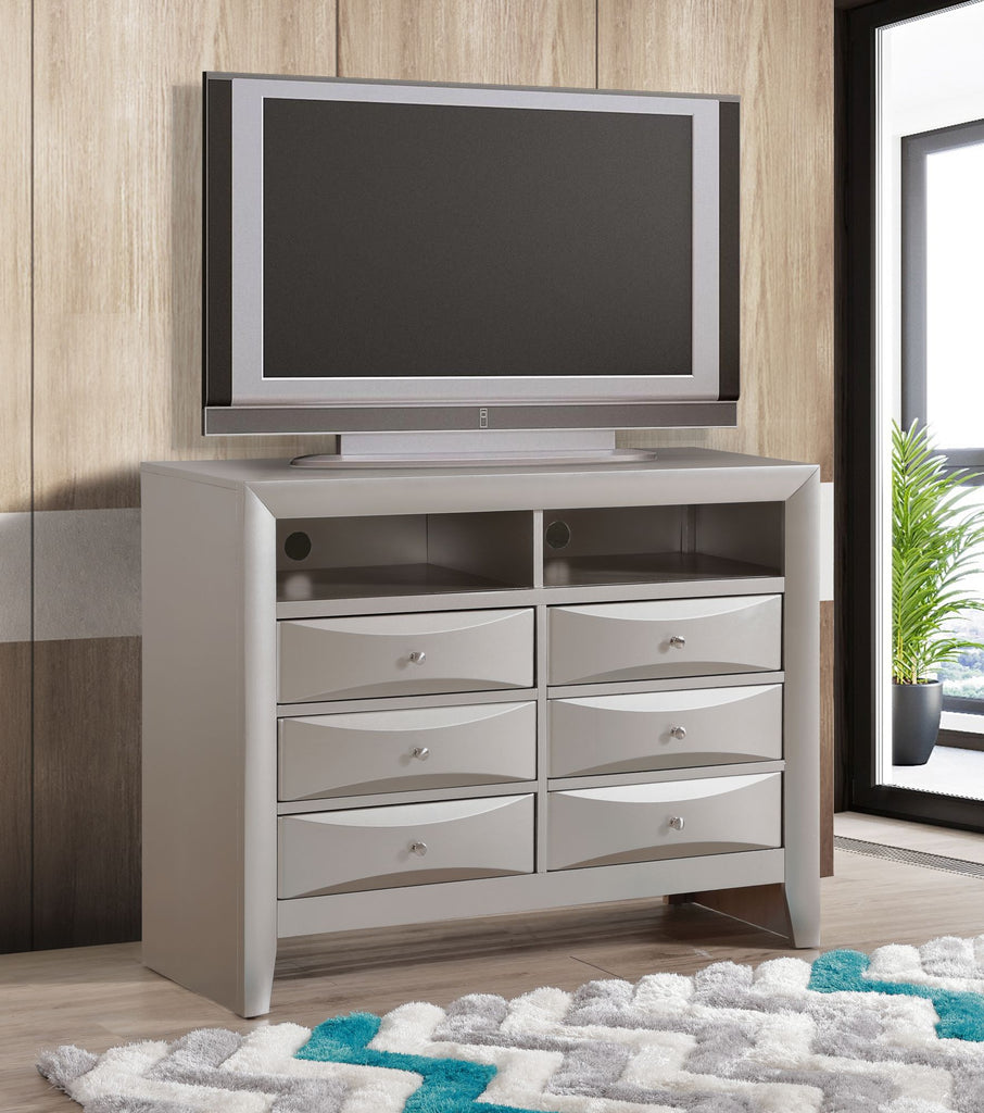 Marilla G1503-TV2 Media Chest , Silver Champagne