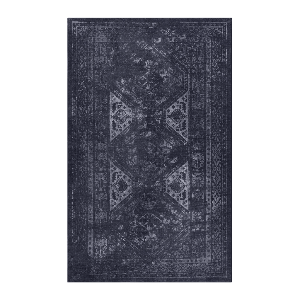 MAVAL Black Washable Rug 72*48 inch Area Rug (Black+Gray, 72*48 inch)