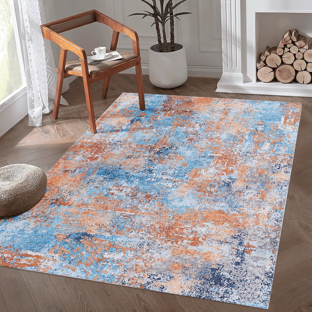 MAVAL Multi Washable Rug 3x5 Area Rug (Multi, 3' x 5') Modern, Contemporary, Non-Shedding & Easy to Clean, Ideal for Living Room, Bedroom, Dining Space, 60*36 inch