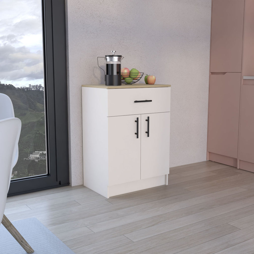 Mayorca Multistorage Pantry Cabinet, One Drawer, Two Interior Shelves Ivory - Natural Oak