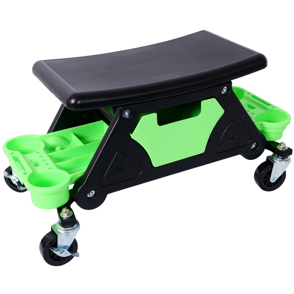 Mechanic Stool 300 LBS Capacity Garage Stool Gift for Men, Heavy Duty Rolling Mechanics Seat, with Three Slide Out Tool Trays and Drawer, Tools for Automotive Auto Repair