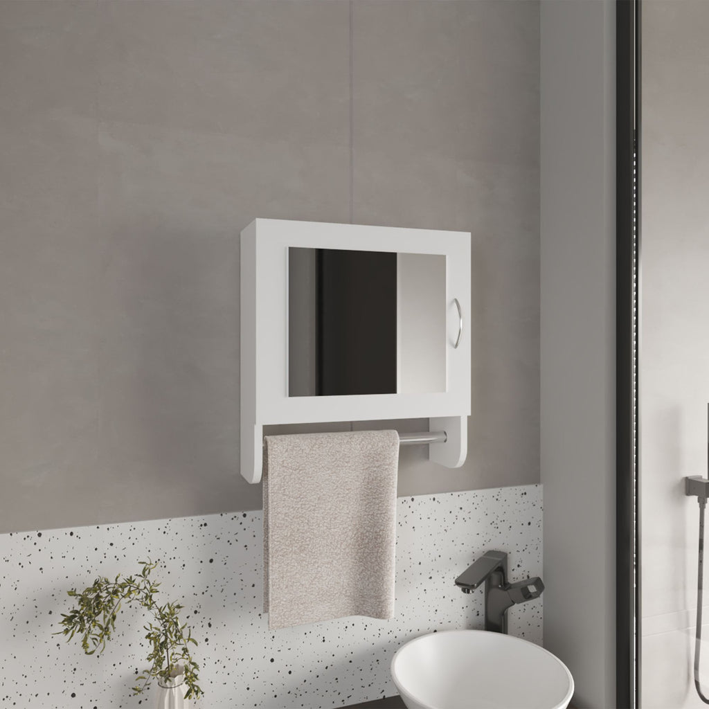 Medicine Cabinet 19.70" H, with 1 Door, 2 Shelves, 1 Mirror, White