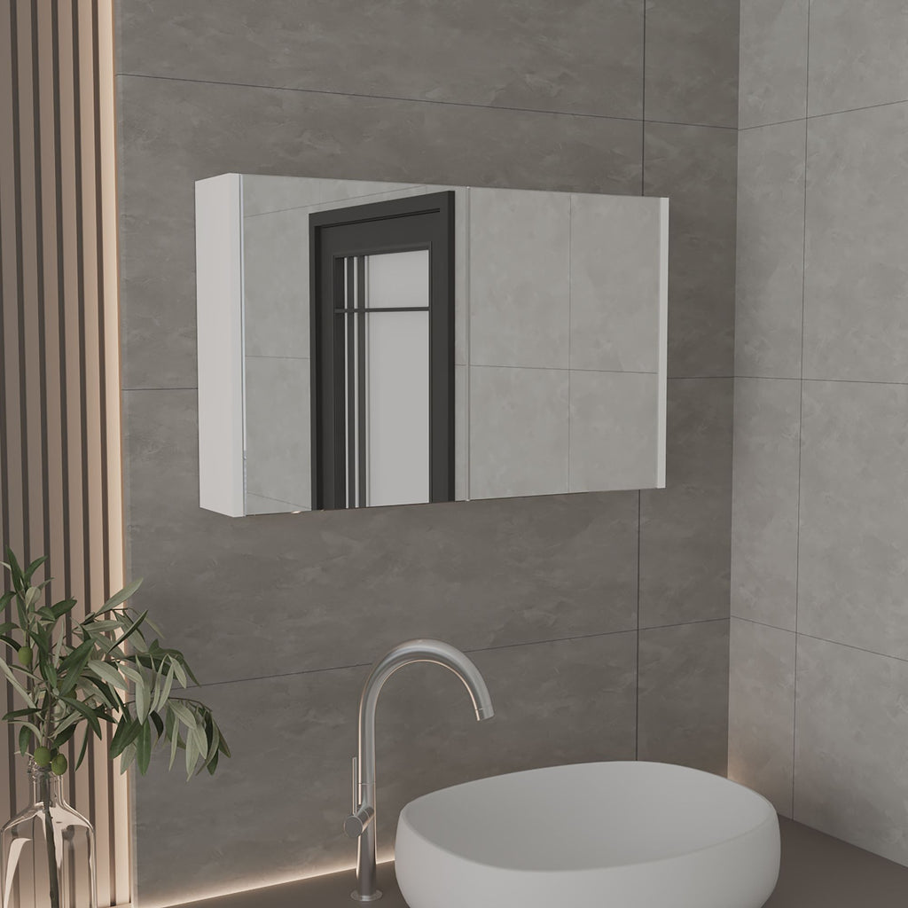 Medicine Cabinet 19.70" H, with 2 Doors, 3 Shelves, 2 Mirrors, White