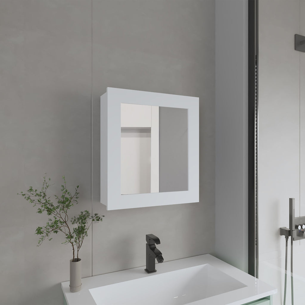 Medicine Cabinet 20.5" H, with 2 Shelves, 1 Door, and 1 Mirror, White