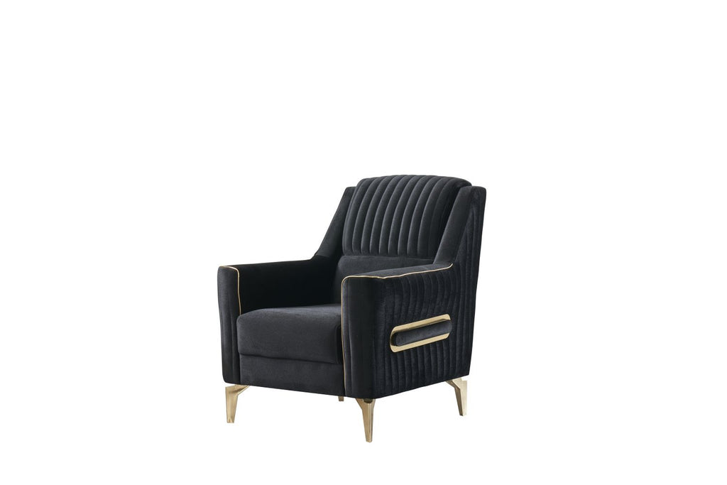 Melody Modern Contemporary Velvet Fabric Upholstered Chair made with Wood & Iron in Black