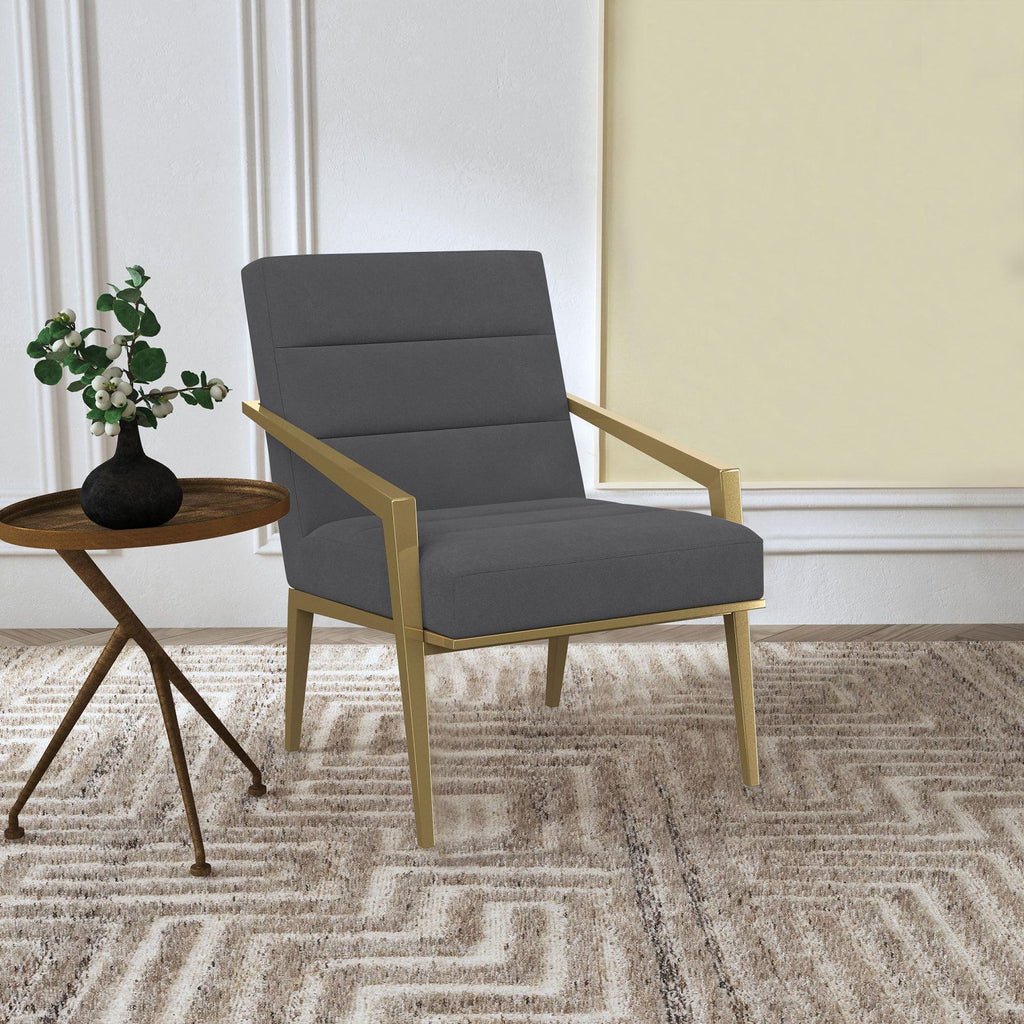 Merriman Grey Upholstered Metal Arm Accent Chair Dark