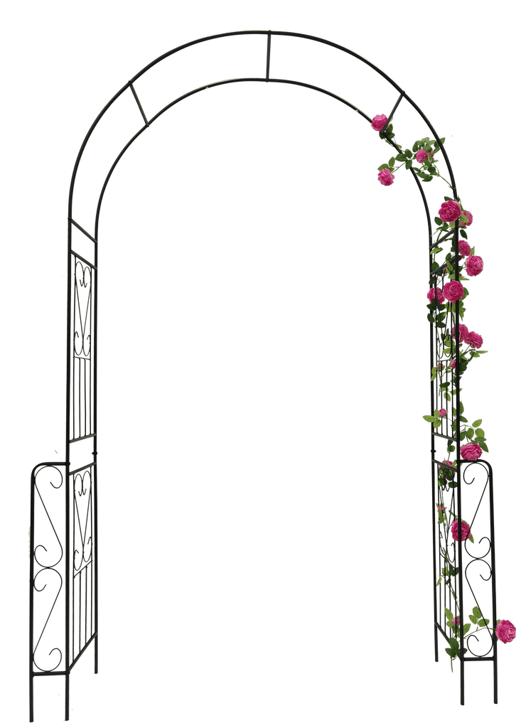 Metal Garden Arch W55'' x H94.5'' Garden Arbor Trellis Climbing Plants Support Rose Arch Outdoor Arch Black