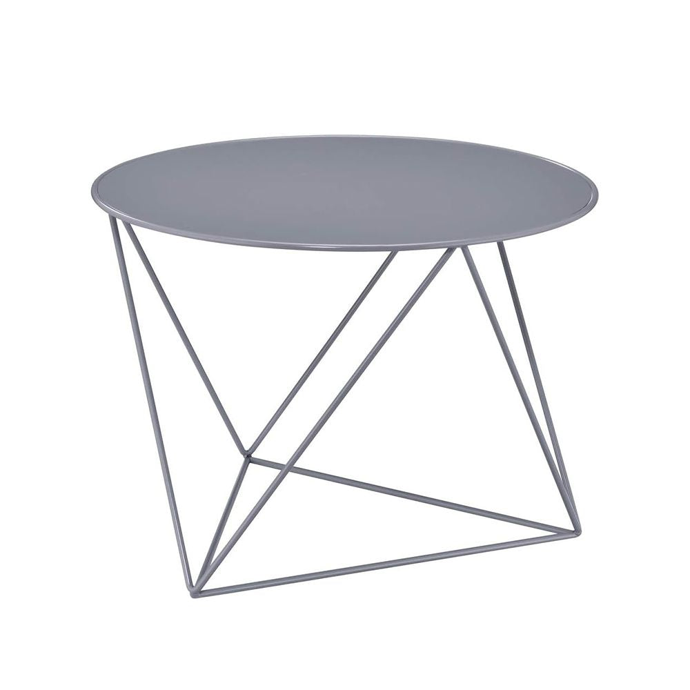 Metal Round Top End Table in Gray Finish