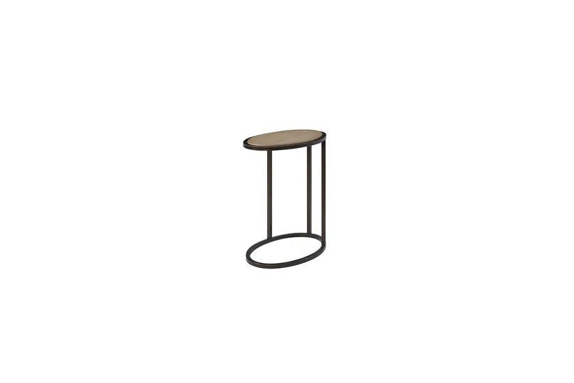 Metal/Wood Top Chairside Table - Toffee