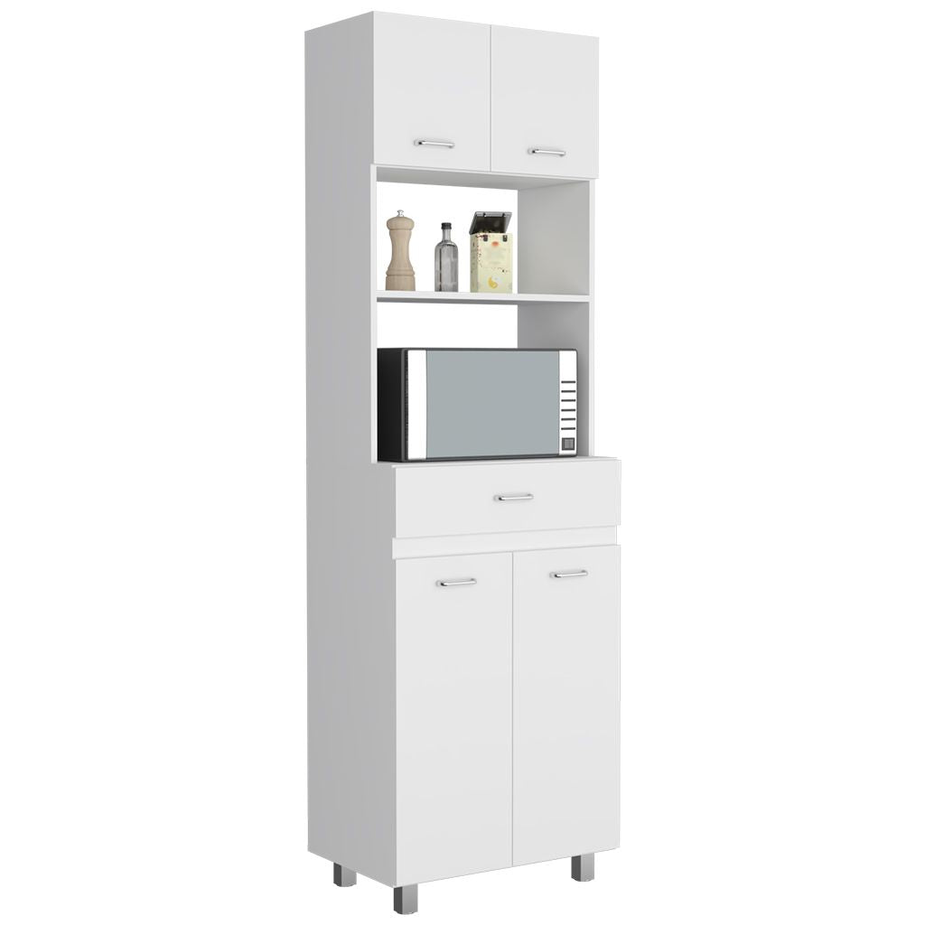 Microwave Double Door Cabinet, One Drawer, One Shelf For Microwave, White