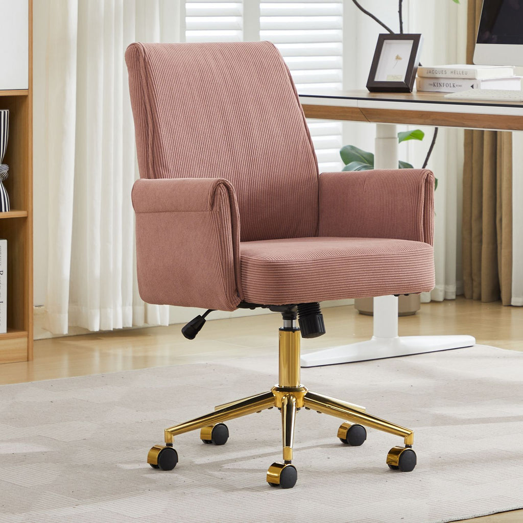 Mid-back liftable office chair, striped fabric, and ergonomically designed, is an excellent choice for working, studying or relaxing. The mid-back design provides a better sitting experience.Pink