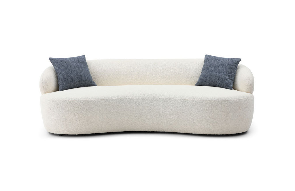 Mid Century Modern Curved Sofa, 3 Seat Cloud couch Boucle sofa Fabric Couch for Living Room, Bedroom, Office Beige