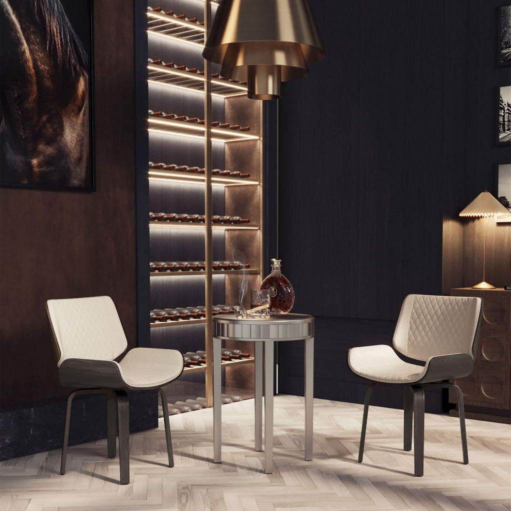 Mid-Century Modern Dining Chair - 360° Swivel(set of 2), PU Leather Upholstery, Ergonomic Design for Kitchen, Office & Dining Room