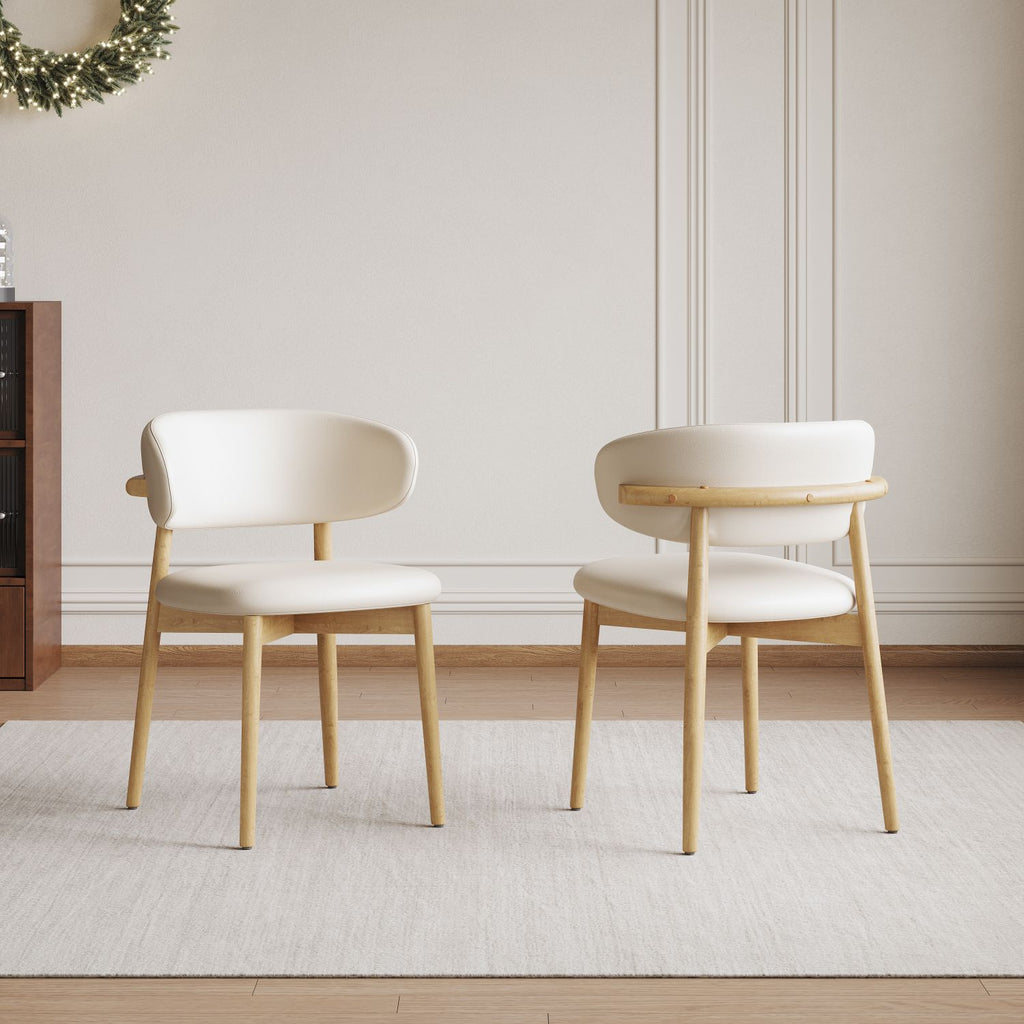 Mid-Century Modern wood feet Dining Chair (Set of 2) – Stylish Wooden Chairs for Dining Room, Kitchen, or Living Room, Comfortable & Durable, Easy to Assemble (Natural wood color)